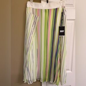DKNY NWT Striped Women's Skirt, pleated midi  Retails $109